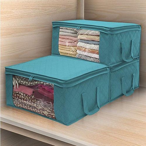 3 Pieces Non-woven Wardrobe Organizer - Blue