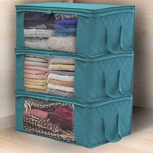 3 Pieces Non-woven Wardrobe Organizer - Blue