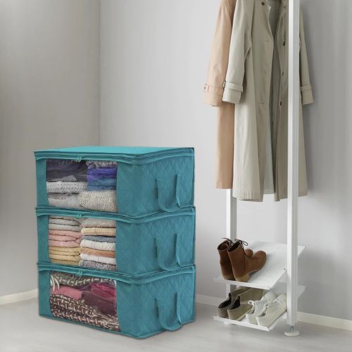 3 Pieces Non-woven Wardrobe Organizer - Blue