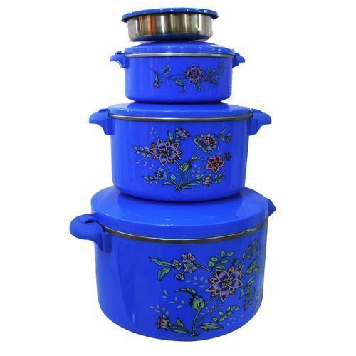 Set Of 4 Flower Detailed Food Storage Dishes &ndash; multi Colour