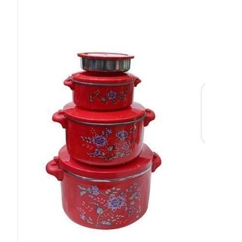 Set Of 4 Flower Detailed Food Storage Dishes – multi Colour