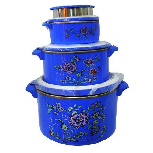 Set Of 4 Flower Detailed Food Storage Dishes – multi Colour