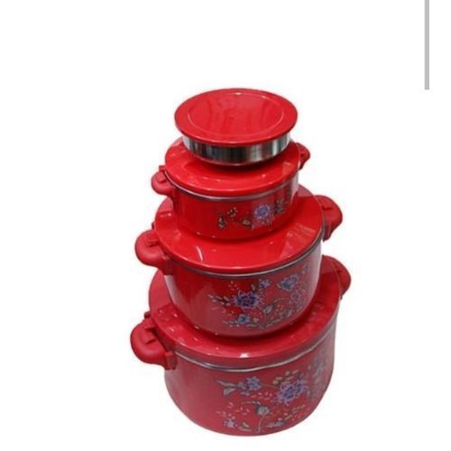 Set Of 4 Flower Detailed Food Storage Dishes – multi Colour