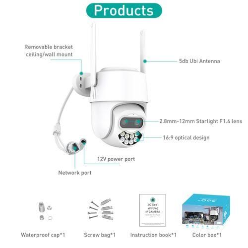QX82 400W Dual Screen Dual Channel IP Camera, Plug:US Plug