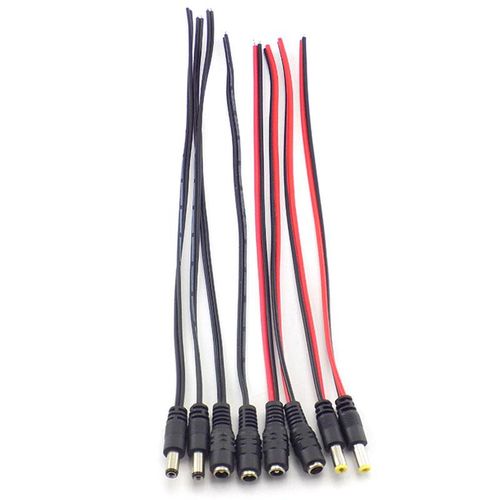 10pcs 12V AC DC Male Jack Adapter Power Cable Connectors Cords DC Female Wire for LED Strip Light Lamp CCTV Camera