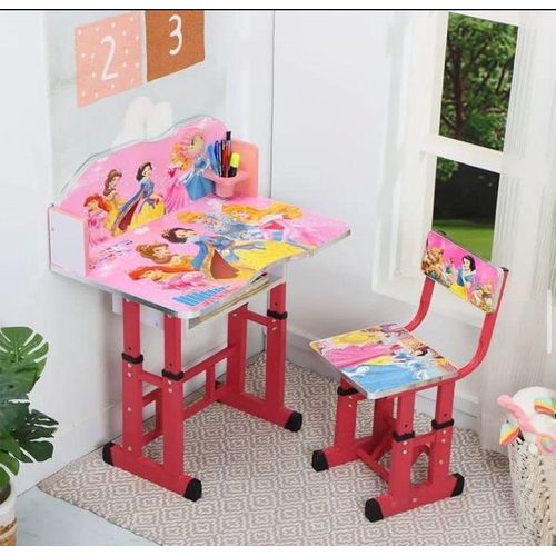 Kid's Study Set With Adjustable Desk And Chair Height-Pink