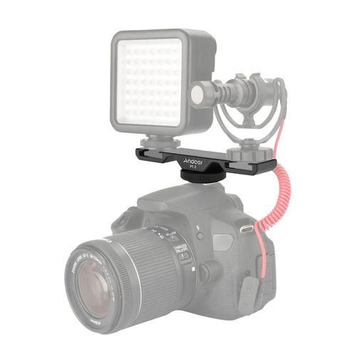 Andoer PT2 Double Cold Shoe Mount Extension Bar Dual