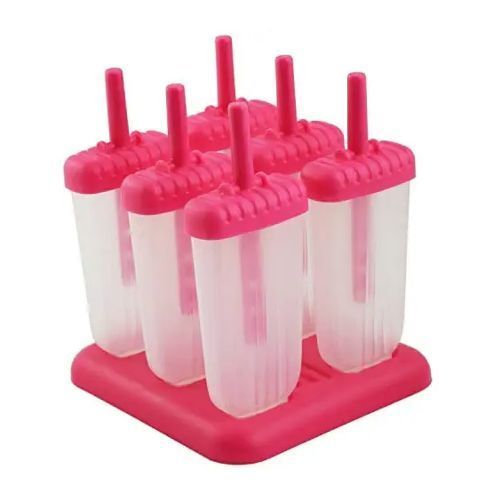 6 Ice Pop Makers, Popsicle Frozen Candy Lolly Ice Cream Moulds Tray- Multicolor
