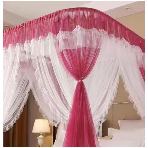 David Remium  Rail Mosquito Net With Double Bed Net Design RA2 Maroon Red