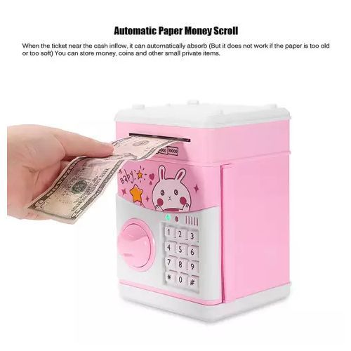 Kids Piggy Toy Bank With Security Code Lock-Pink
