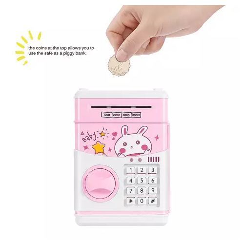 Kids Piggy Toy Bank With Security Code Lock-Pink