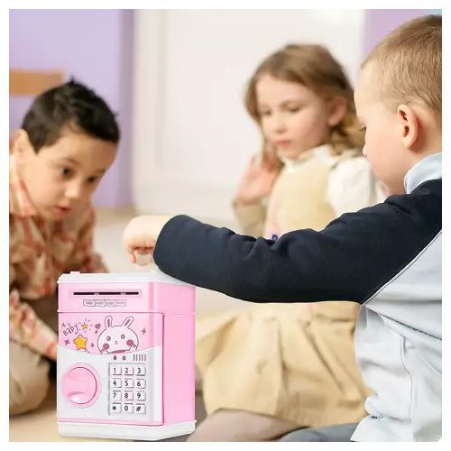 Kids Piggy Toy Bank With Security Code Lock-Pink