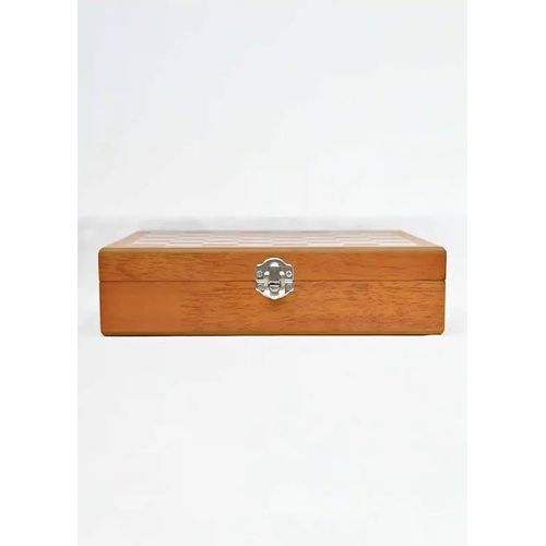 Wooden Chess Box With Whiskey Alcohol Drinks Holder Hip Flask , Funnel Set And Zippo Lighter (32 Chess Pieces)