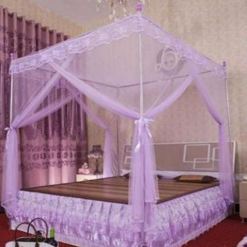 Mosquito Net With Stands & Varying Net Holders- Purple