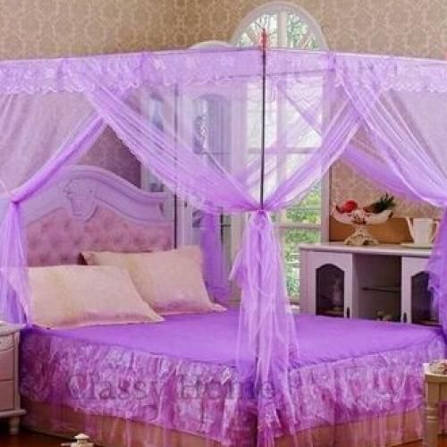 Mosquito Net With Stands & Varying Net Holders- Purple