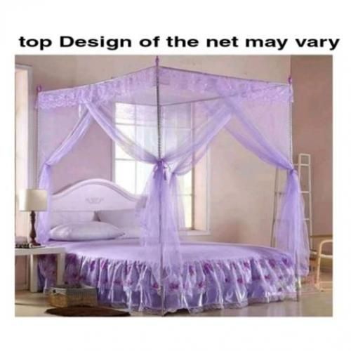 Mosquito Net With Stands & Varying Net Holders- Purple