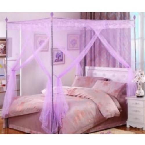 Mosquito Net With Stands & Varying Net Holders- Purple