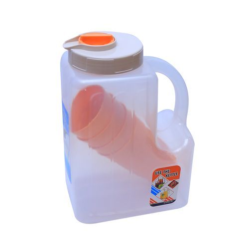 Plastic 4L Fridge Bottle With 4 Tumblers -Orange