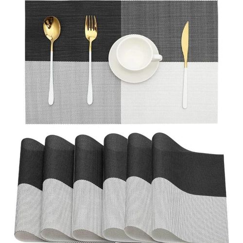 Dining Table 6 Piece Table Mats - Grey, Multicolour