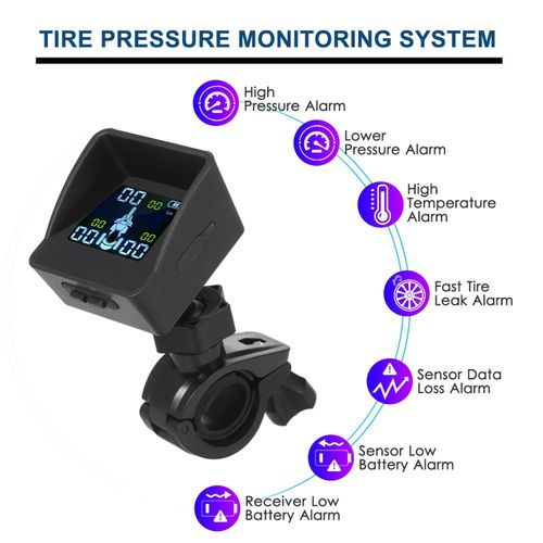 Tire Pressure Monitoring System  Wireless Smart Tire Monitor with 3 External Sensors Sunshade Auto Tyre Alarm for Tricycle 3 Wheeler