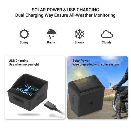 Tire Pressure Monitoring System  Wireless Smart Tire Monitor with 3 External Sensors Sunshade Auto Tyre Alarm for Tricycle 3 Wheeler