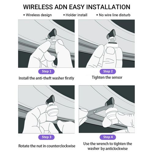 Tire Pressure Monitoring System  Wireless Smart Tire Monitor with 3 External Sensors Sunshade Auto Tyre Alarm for Tricycle 3 Wheeler