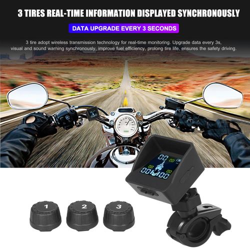 Tire Pressure Monitoring System  Wireless Smart Tire Monitor with 3 External Sensors Sunshade Auto Tyre Alarm for Tricycle 3 Wheeler