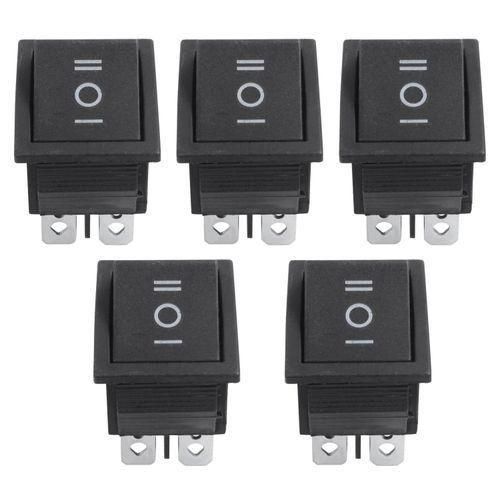5 Pcs 6 Pin DPDT Black Button OnOffOn Rocker Switch AC 250V15A 125V20A