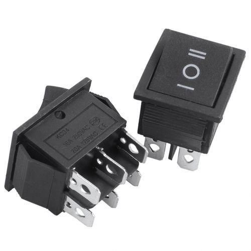 5 Pcs 6 Pin DPDT Black Button OnOffOn Rocker Switch AC 250V15A 125V20A