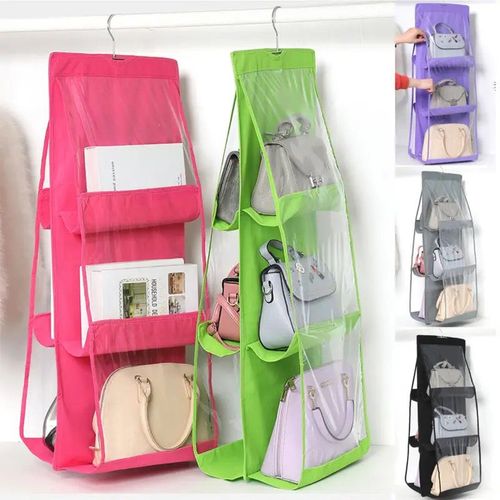 6Pockets Handbag Hanging Storage Organizer Bag Tidy - Multi Color
