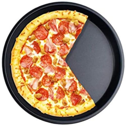 Non-Stick Pizza Steel Baking Round Oven Tray Pan, 30cm-Black.