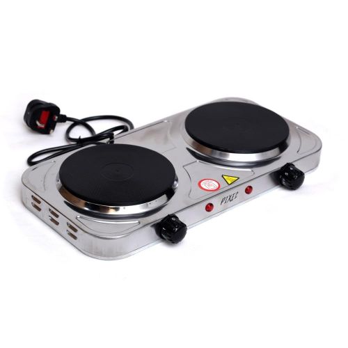 Pixel Double Solid Stainless Steel Hot Plate PIX-102 - Silver