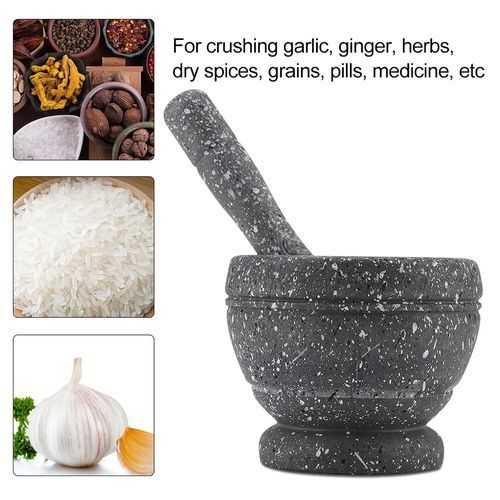 Granite Garlic Grinder With Pestle-Grey Black White