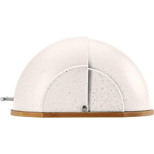 Marble Bread Bin Box With Bamboo Base And Sliding Lid Pastry Storage Container- Multicolor