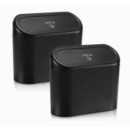 2Pcs Portable Mini Car Trash Can - Black