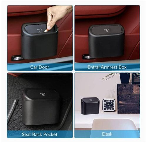 2Pcs Portable Mini Car Trash Can - Black