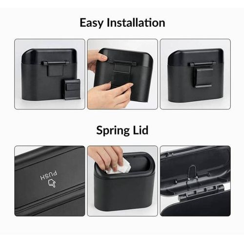 2Pcs Portable Mini Car Trash Can - Black