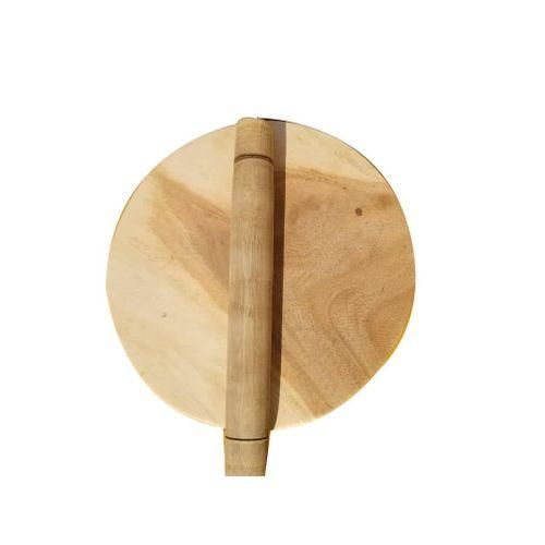 Wooden Chapati Rolling Board With Pestle-Good For RottisBrown