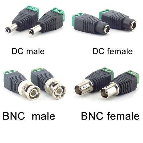 5pcs 12V DC BNC Male Female Adapter Coax CAT5 Video Balun Plug Connector for Led Strip Lights CCTV Camera 2.1*5.5mm