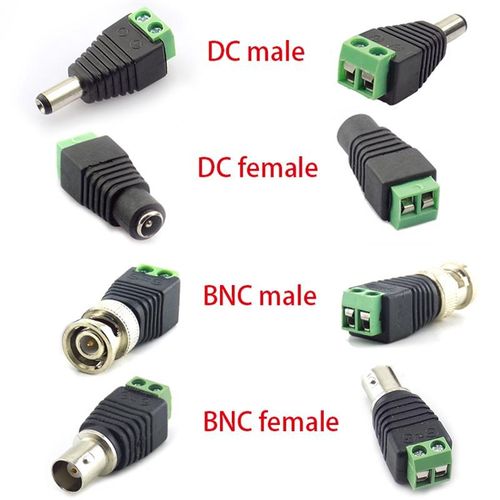 5pcs 12V DC BNC Male Female Adapter Coax CAT5 Video Balun Plug Connector for Led Strip Lights CCTV Camera 2.1*5.5mm