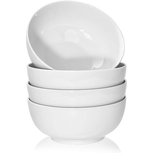 Set Of 6 Ceramic Soup Bowls - White
