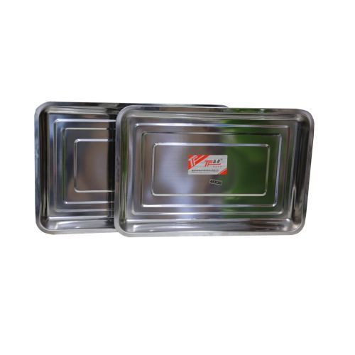 Other Set Of 2 Stainless Steel  Serving Trays - Silver