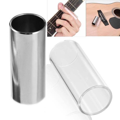 2pcs Guitar Finger Slide Kit with Glass Slide Stainless Steel Slide for Guitar Bass NO5114
