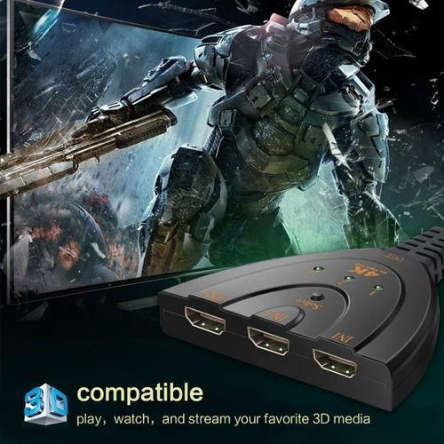 4K HDMI Switcher/HDMI Splitter,3 Port Switch With Pigtail HDMI Cable,Supports 4K, Full HD 1080p, 3D,For HDTV,PC,Projector,PS3,Xbox,STB,Blu-ray DVD Players,4k TV Etc.