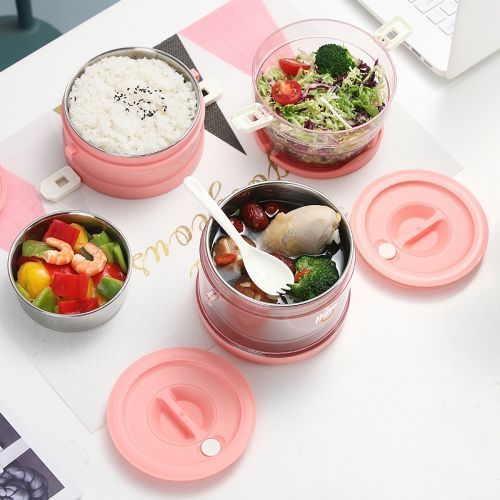 2.1L Preservation Food Lunch Box Container Flask With Spoon And Fork, Color May Vary.