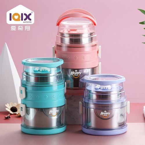 2.1L Preservation Food Lunch Box Container Flask With Spoon And Fork, Color May Vary.