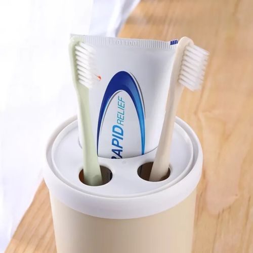 Portable Toothpaste Toothbrush Holder  Bathroom Organizer, Pink.
