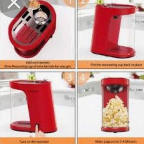 Hot Air Electric Popcorn Maker Machine - Red.