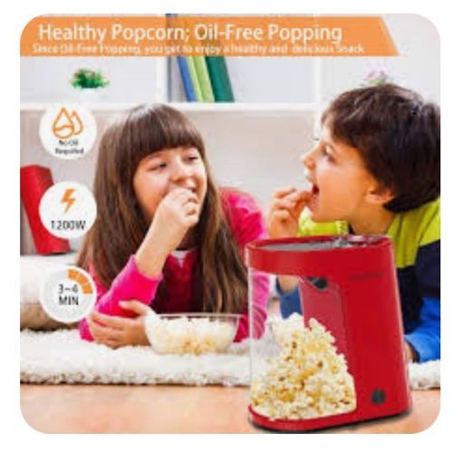 Hot Air Electric Popcorn Maker Machine - Red.