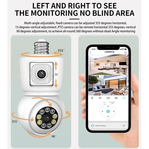 ICSEE 4K 8MP E27  WiFi Camera Dual  Dual Screen Auto Tracking Two Way Audio Color Night Vision Outdoor Security Camera